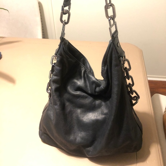 Tory Burch Handbags - GORGEOUS TORY BURCH BLACK LEATHER CHAIN HOBO